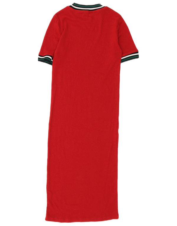 Zara Damen Trafaluc Maxi T-Shirt Kleid UK 10 Small Rot
