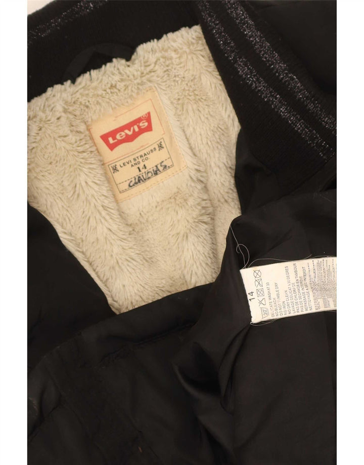 Levi's Wattierte Jacke für Mädchen, 13–14 Jahre, schwarzes Polyester