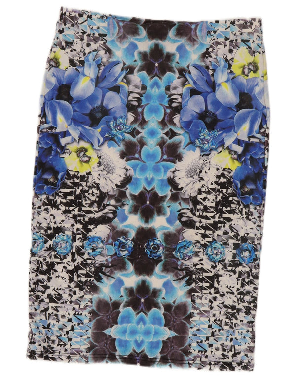 Topshop Damen Bleistiftrock UK 16 Large W32 Mehrfarbiges Blumenmuster aus Polyester