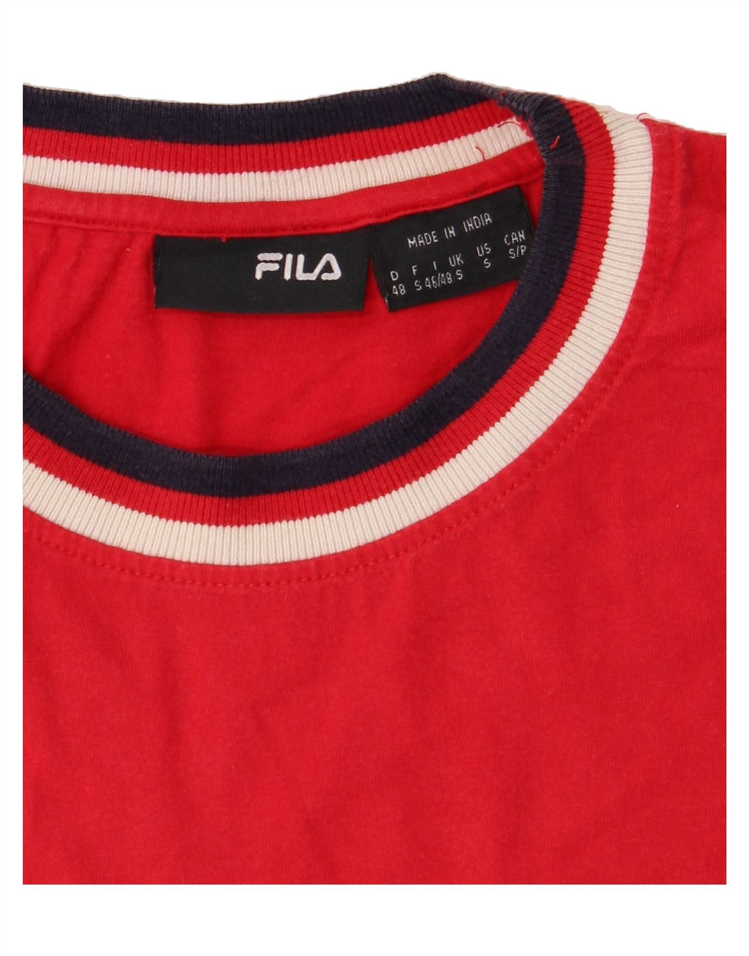 FILA Mens Graphic T-Shirt Top Small Red Vintage Fila and Second-Hand Fila from Messina Hembry 