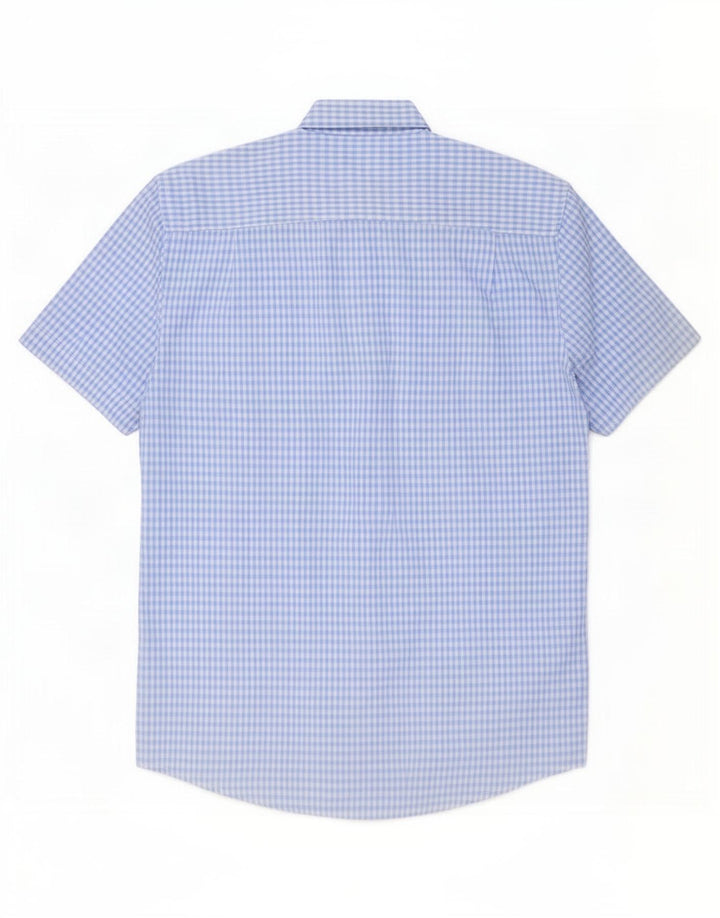 Pierre Cardin Herren-Kurzarmhemd mit normaler Passform, mittelblaues Gingham-Muster