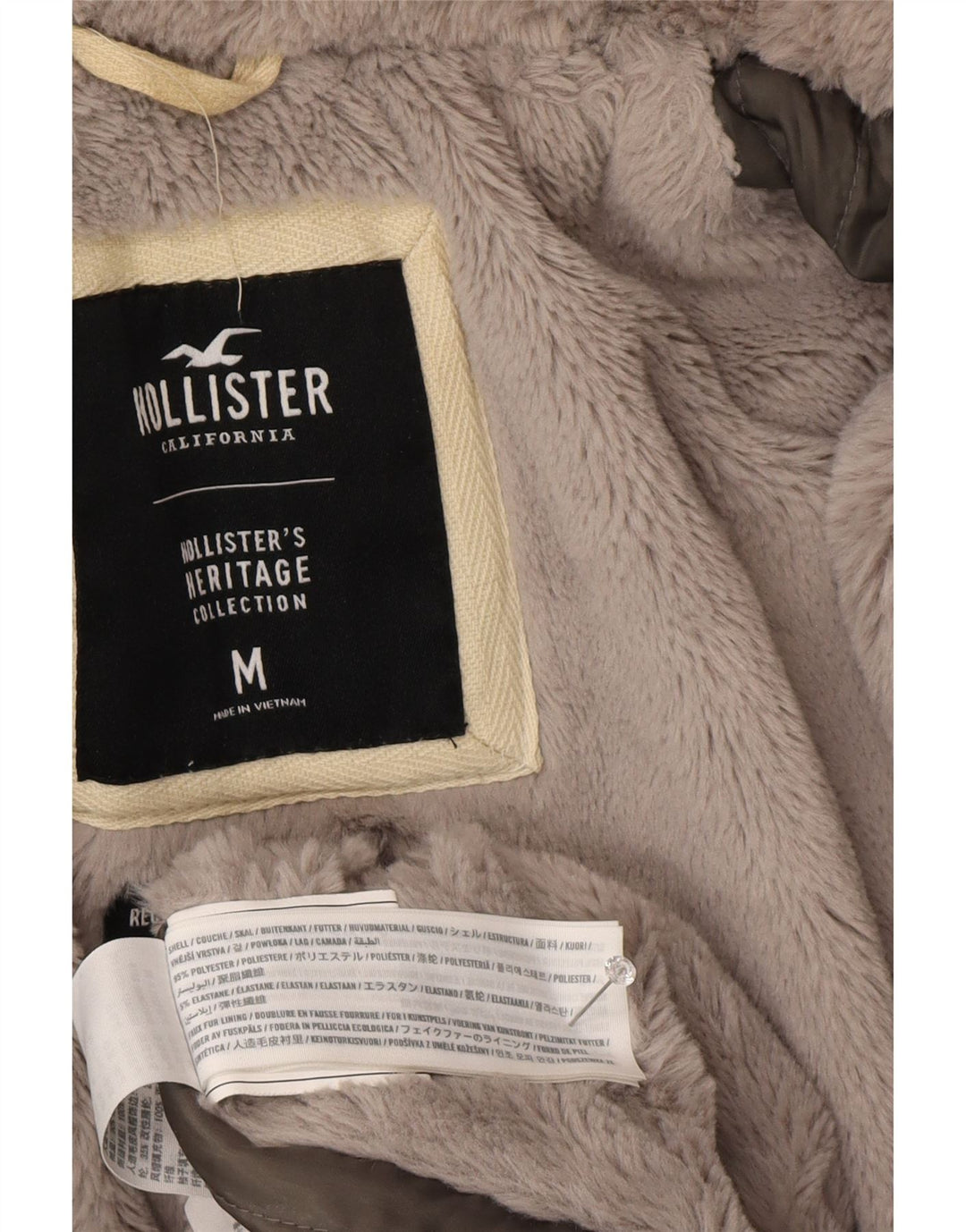 Hollister Damen-Sherpa-Parka mit Kapuze, UK 14, Mittelgrau, Polyester
