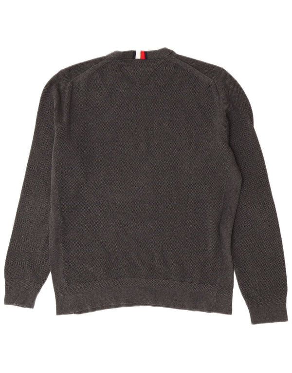 Tommy Hilfiger Herren-Pullover mit Rundhalsausschnitt, XL, graue Baumwolle