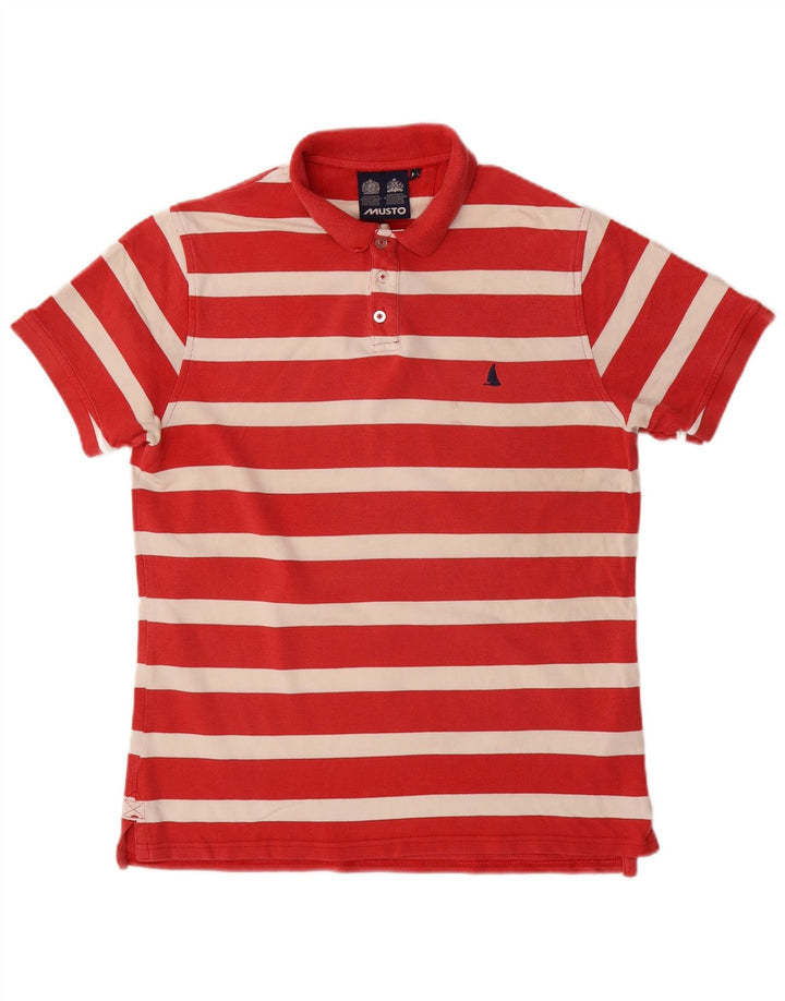 MUSTO Herren-Poloshirt aus mittelroter, gestreifter Baumwolle