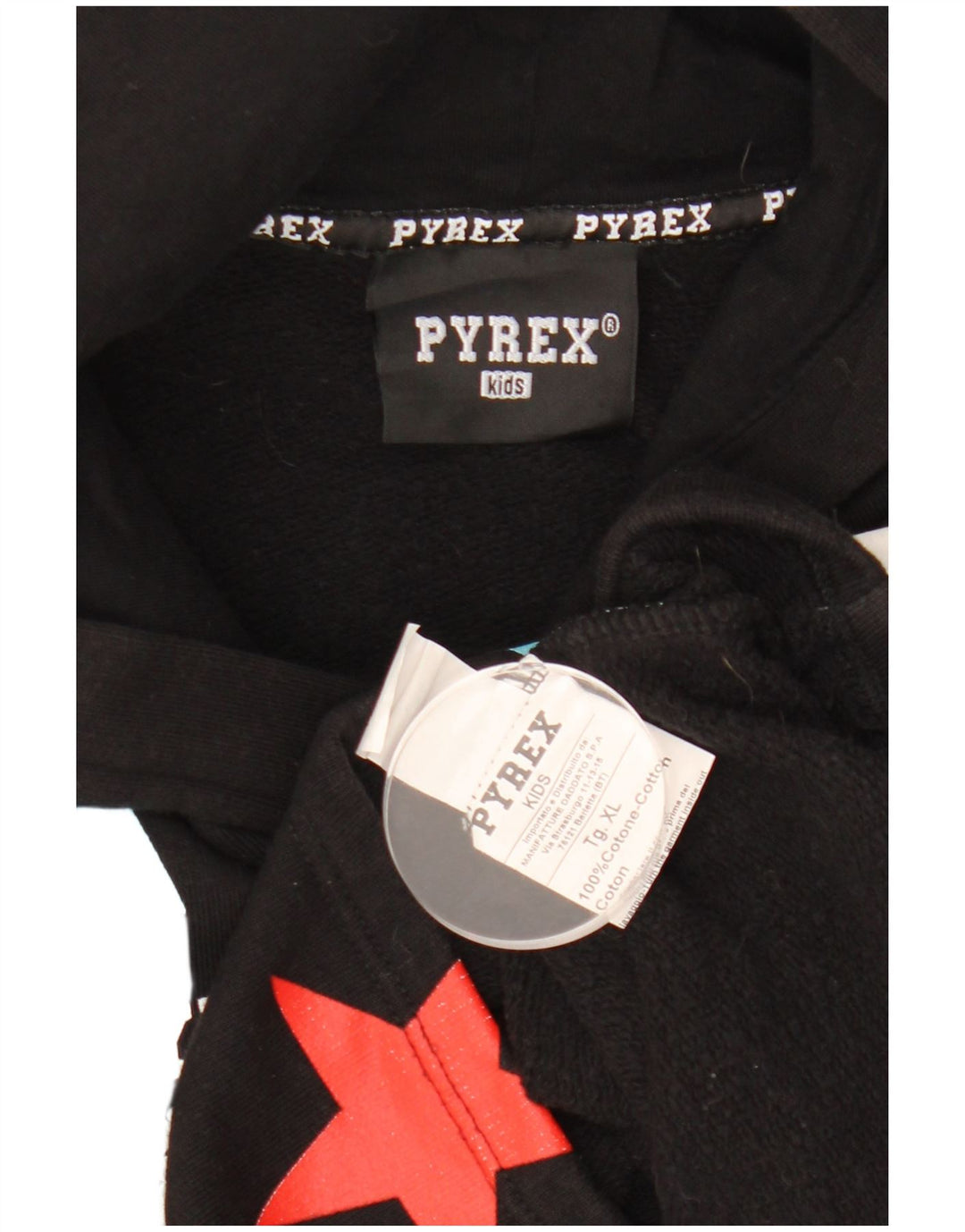 PYREX Crop Graphic Hoodie-Pullover für Mädchen, 11–12 Jahre, XL, Schwarz, geometrisch