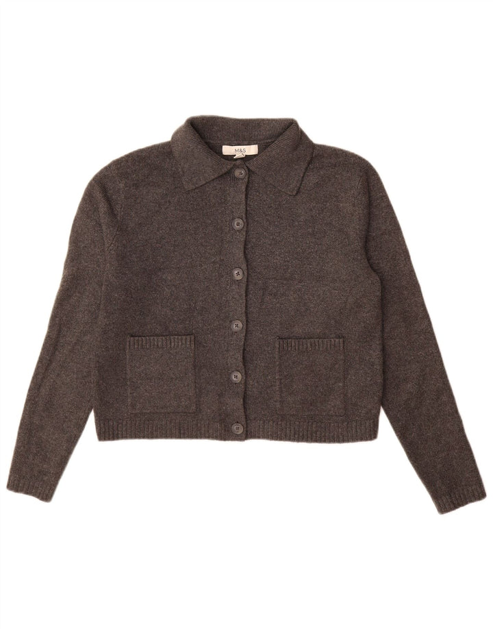 Marks & Spencer Damen-Cardigan-Pullover UK 10 Small Grau Polyester