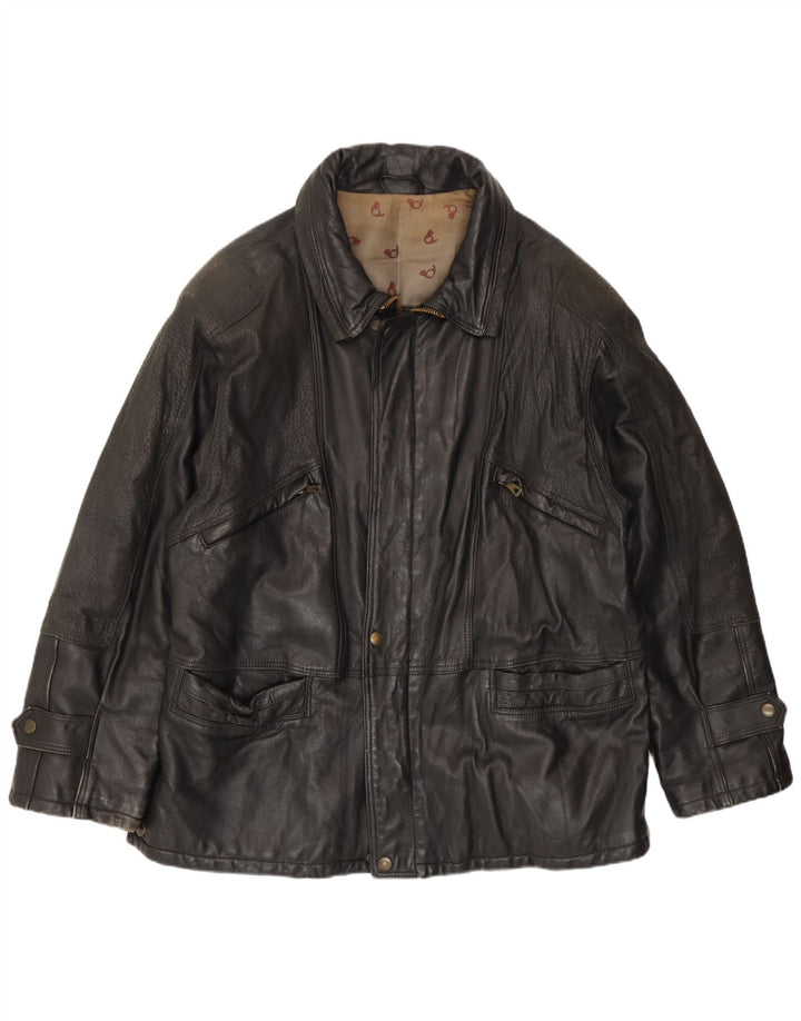 Vintage Herren Lederjacke IT 54 2XL Schwarzes Leder