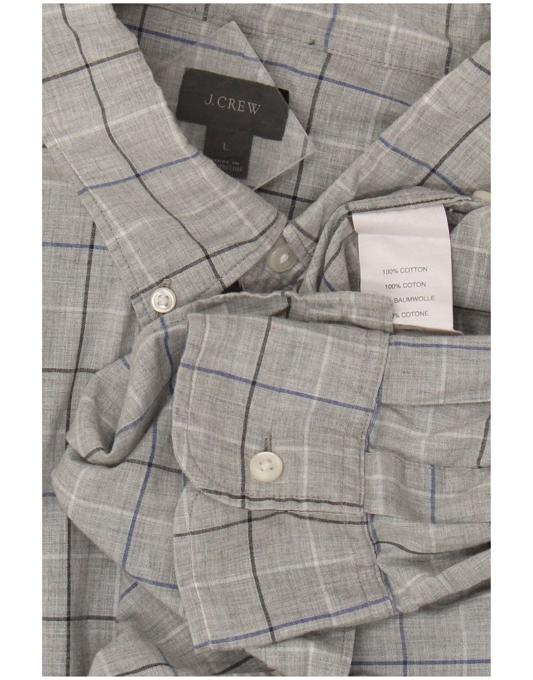 J. Crew Herren-Hemd, groß, grau kariert, Baumwolle