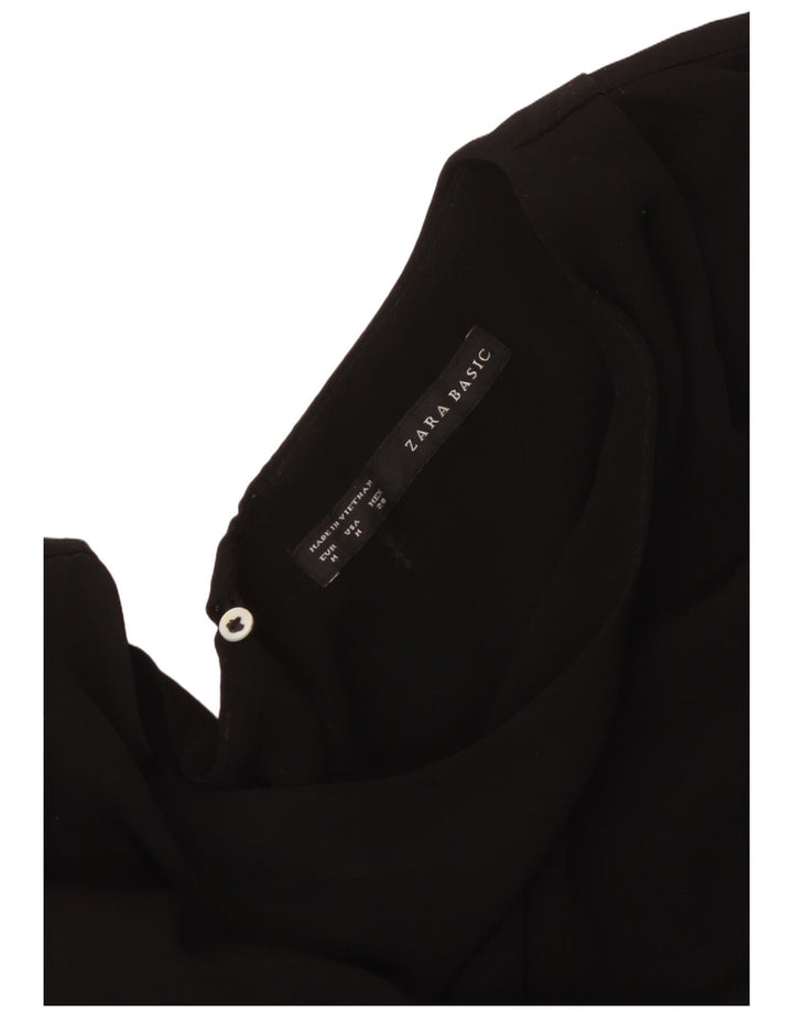 Zara Damen Ärmelloses A-Linien-Kleid UK 14 Medium Schwarz