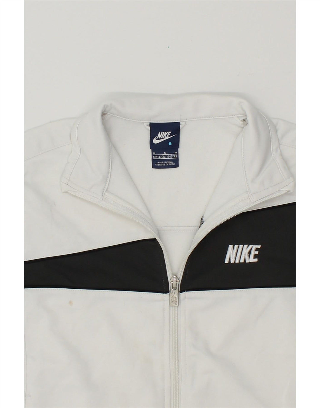 NIKE Jungen-Trainingsanzug-Top-Jacke, 10–11 Jahre, Mittelweiß, Farbblock