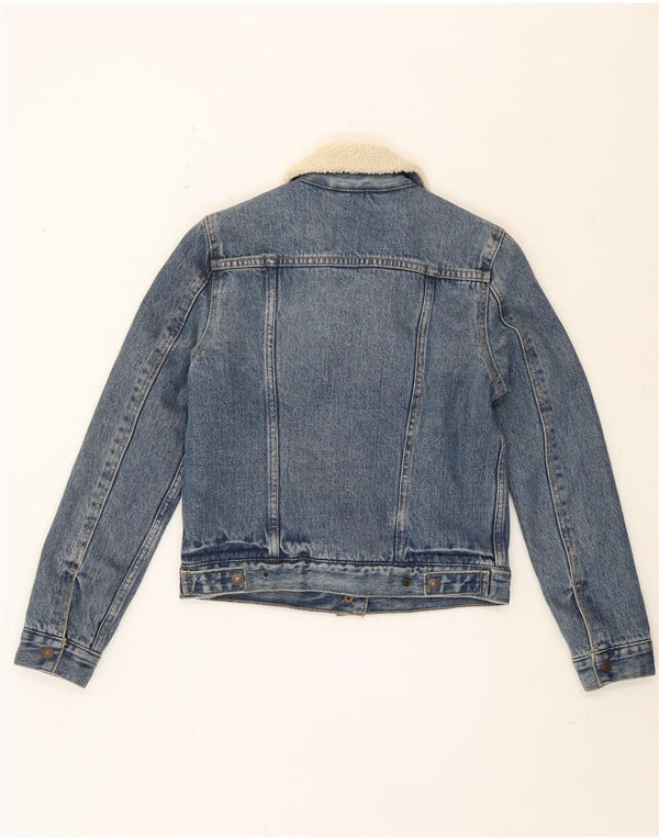 Levi's Damen Denim Sherpa Jacke UK 6 XS Blaue Baumwolle