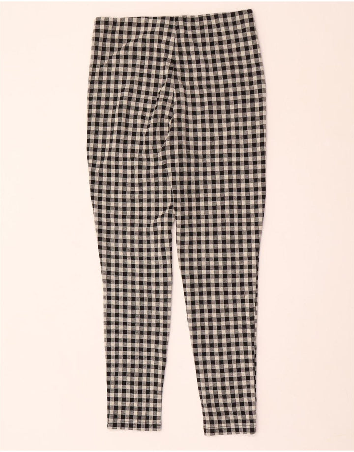 Zara Damen-Leggings, groß, W30, L29, graues Gingham-Polyester