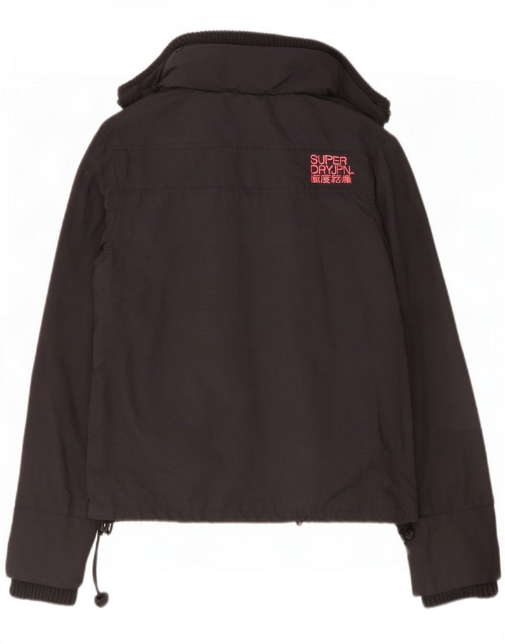 Superdry Damen Regenjacke UK 16 Large Schwarz Nylon