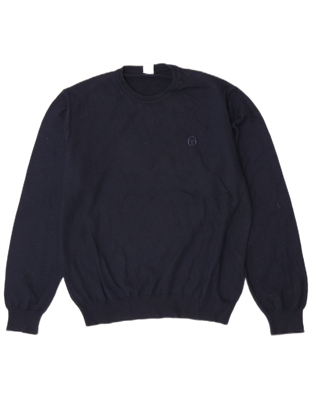 Sergio Tacchini Herren-Pullover mit Rundhalsausschnitt, mittlere marineblaue Schurwolle