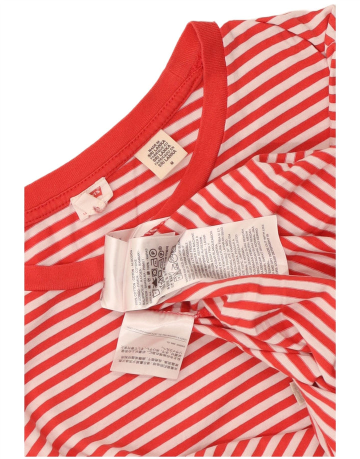 Levi's Damen T-Shirt Top UK 14 Mittelrote Nadelstreifen-Baumwolle
