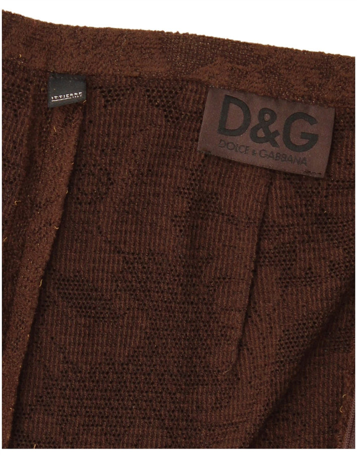 DOLCE & GABBANA Damen Strick-Maxirock W26 Kleines braunes Blumenmuster