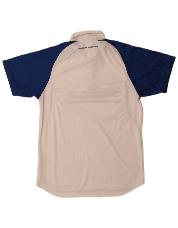 Sergio Tacchini Herren-Poloshirt, groß, weißes Colourblock-Polyester
