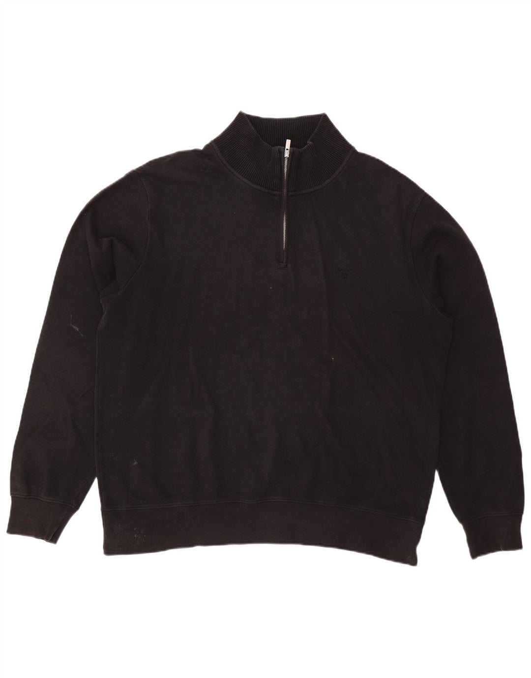 Gant Herren-Pullover mit Reißverschluss am Hals, 2XL, schwarze Baumwolle