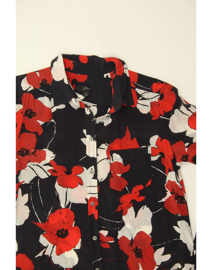 J. CREW Womens Oversized Shirt US 4 Small Black Floral Vintage J. Crew and Second-Hand J. Crew from Messina Hembry 