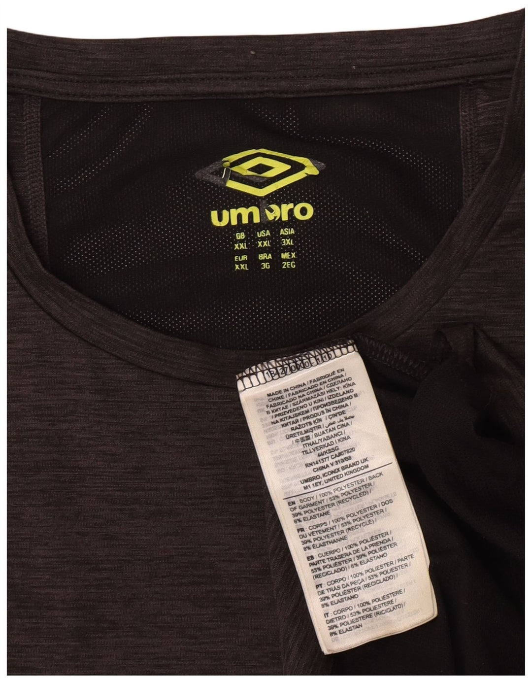 Umbro Herren T-Shirt Top 2XL Grau Colourblock Polyester