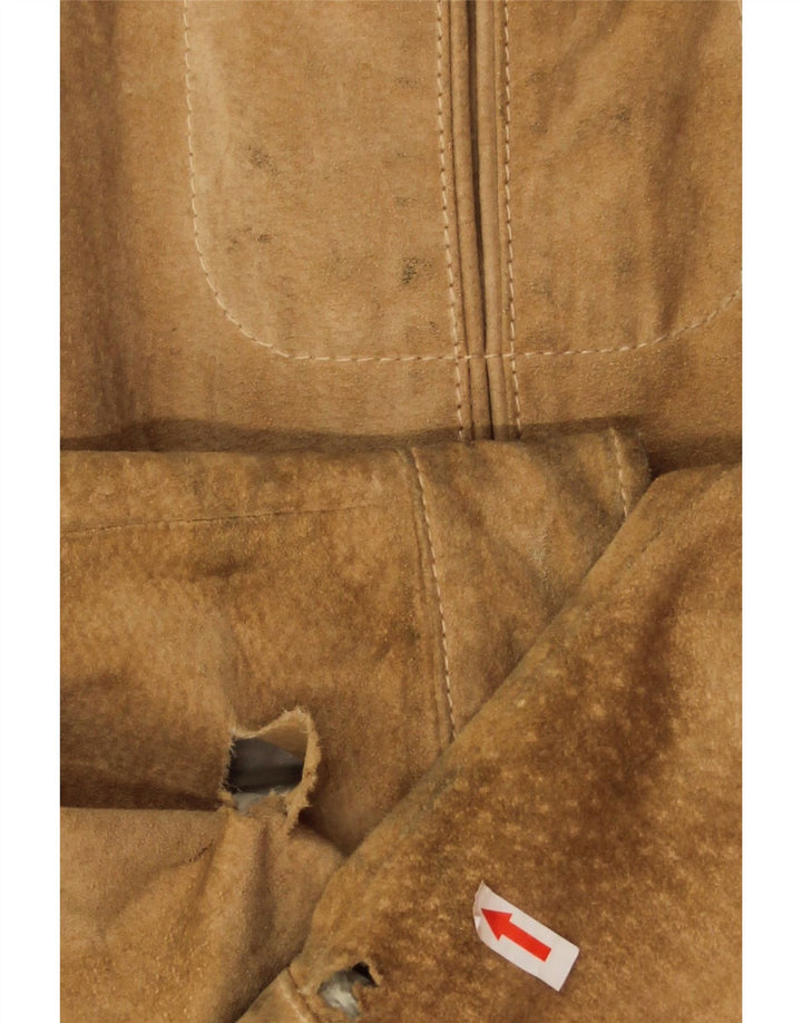 Vintage Herren Wildleder Bomberjacke IT 54 2XL Beige Leder