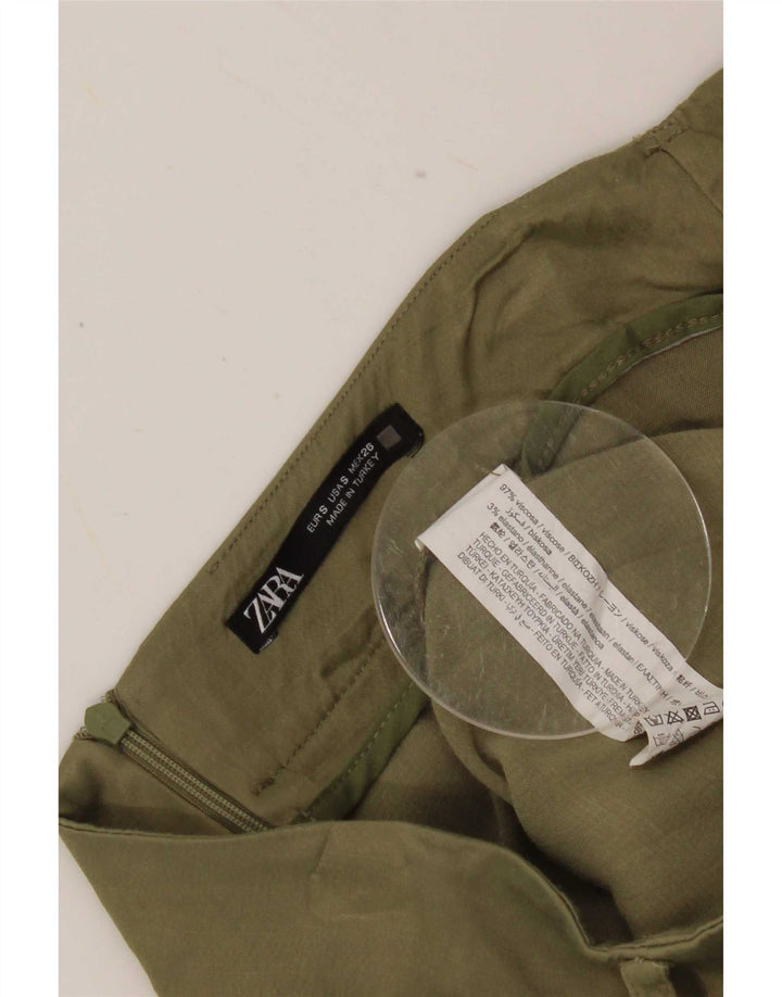 Zara Damen Mini-Wickelrock Small W26 Khaki Viskose