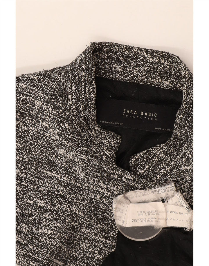 Zara Damen Longline-Blazerjacke UK 12 Mittelgrau meliertes Acetat