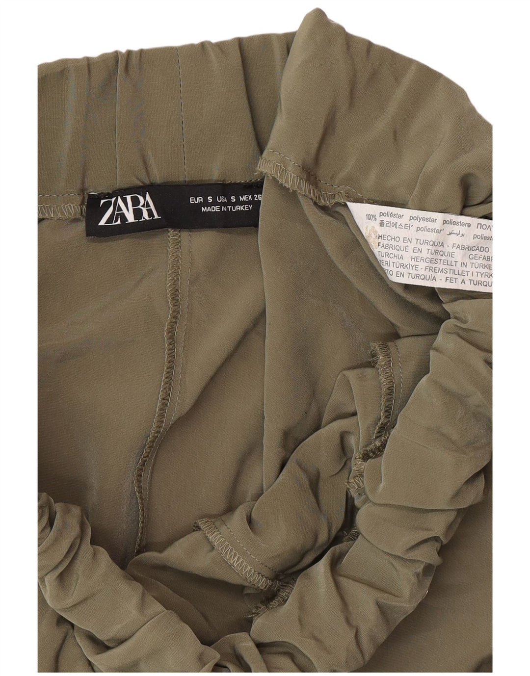 Zara Damen Jogger-Cargohose, Größe S, W28, L27, Khaki, Polyester