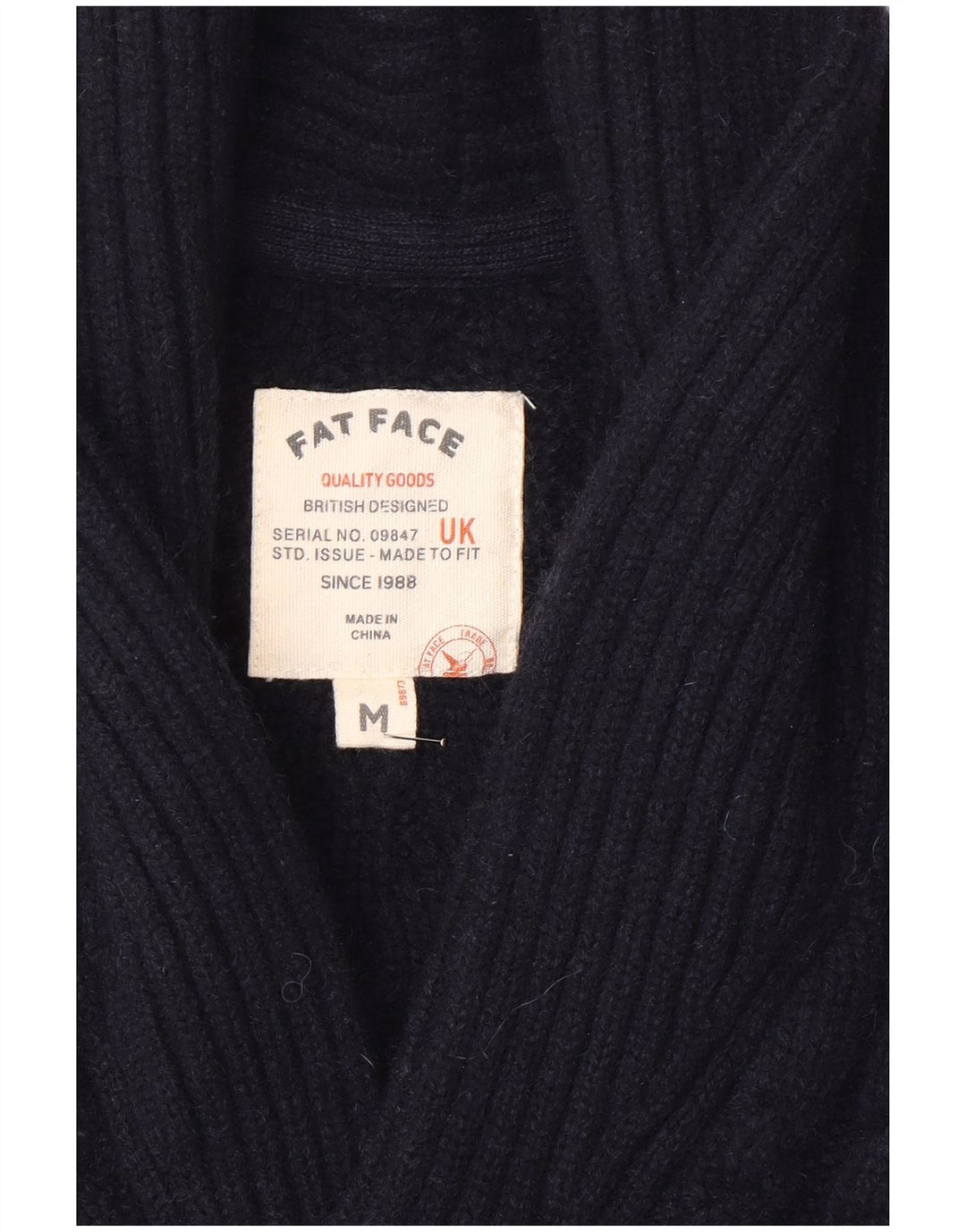 Fat Face Herren-Strickjacke aus mittelblauer Wolle in Marineblau