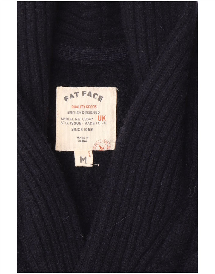 Fat Face Herren-Strickjacke aus mittelblauer Wolle in Marineblau