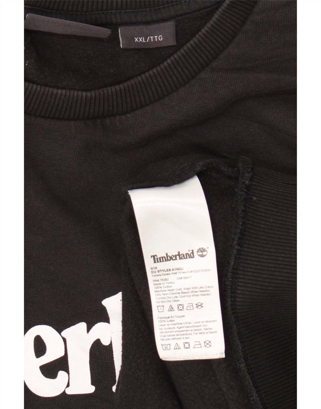 Timberland Herren Graphic Sweatshirt Pullover 2XL Schwarz Baumwolle
