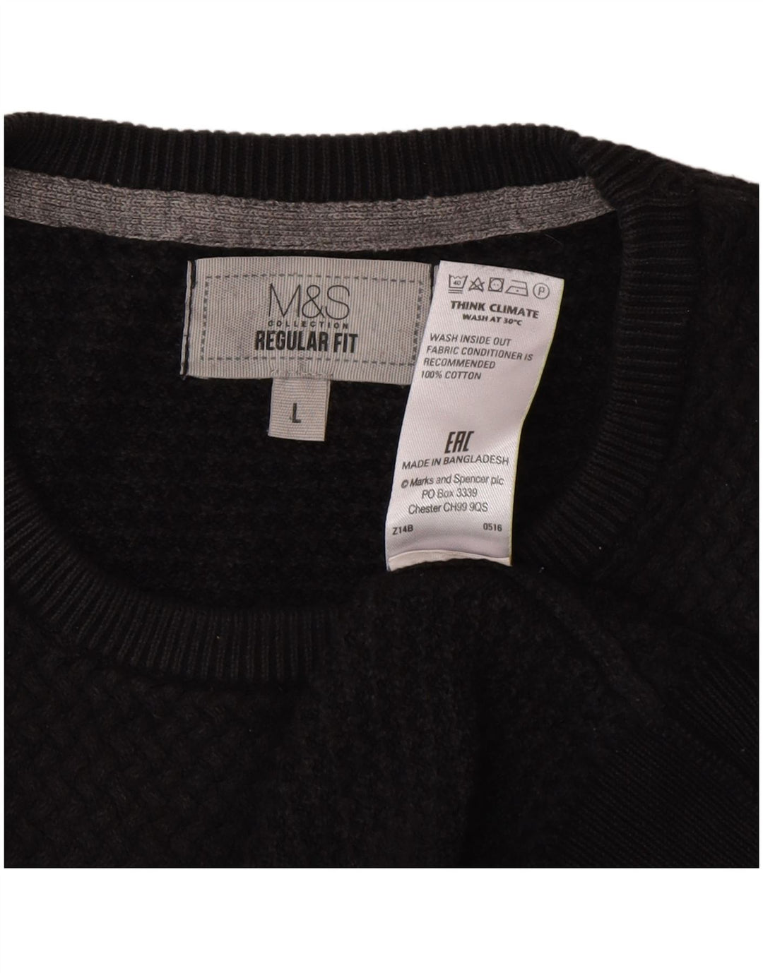 Marks & Spencer Herren-Pullover, reguläre Passform, Rundhalsausschnitt, Größe L, Schwarz