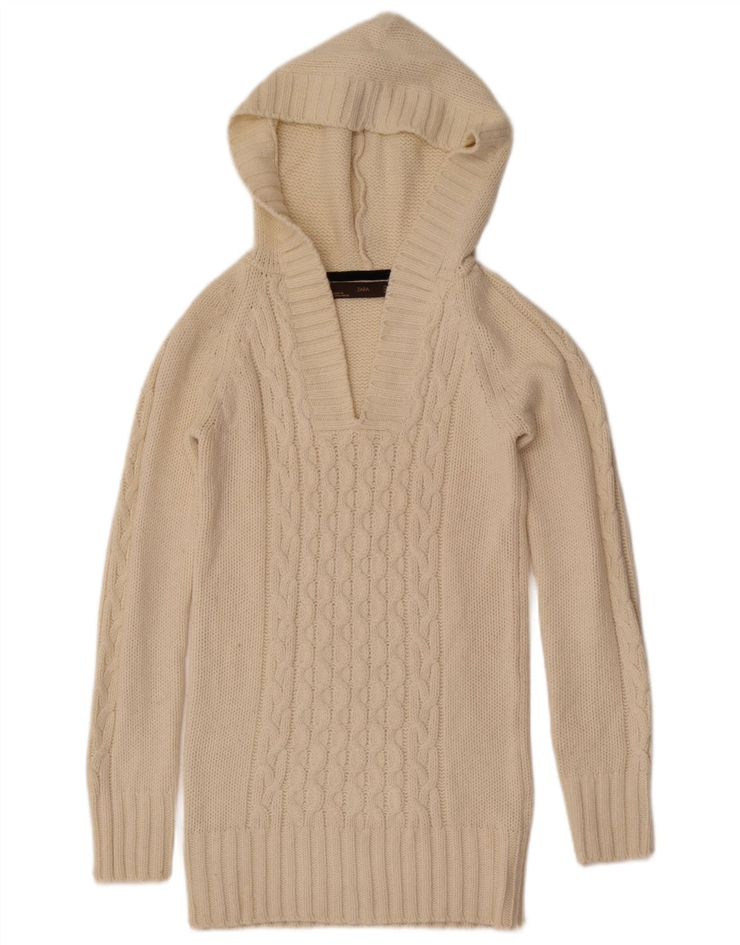 Zara Damen Kapuzenpullover UK 12 Medium Off White