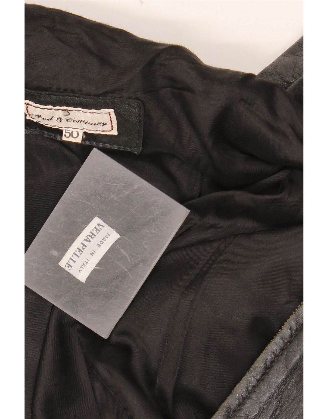 VINTAGE Herren Lederjacke IT 50 Großes schwarzes Leder