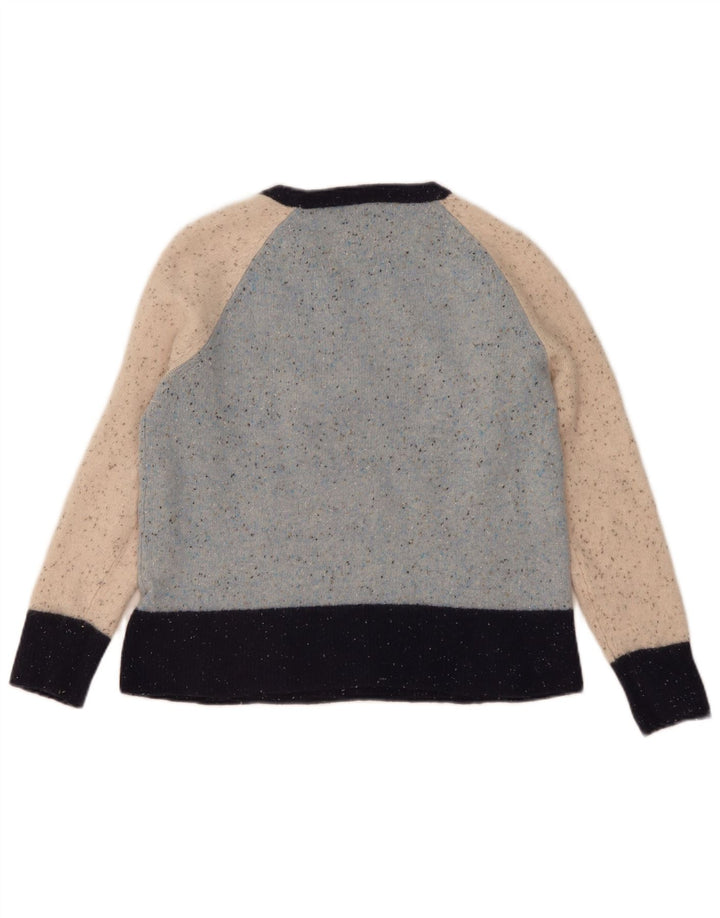 White Stuff Damen-Pullover mit Rundhalsausschnitt, UK 14, mittelblau gefleckte Wolle