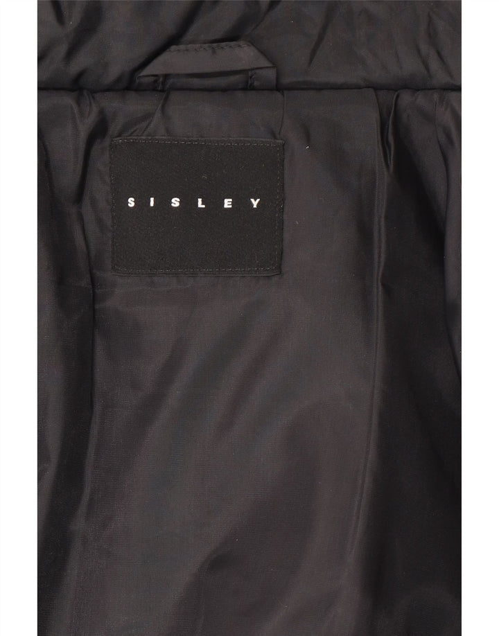 Sisley Damen Crop Oversized Wattierte Jacke UK 14 Medium Schwarz Polyamid