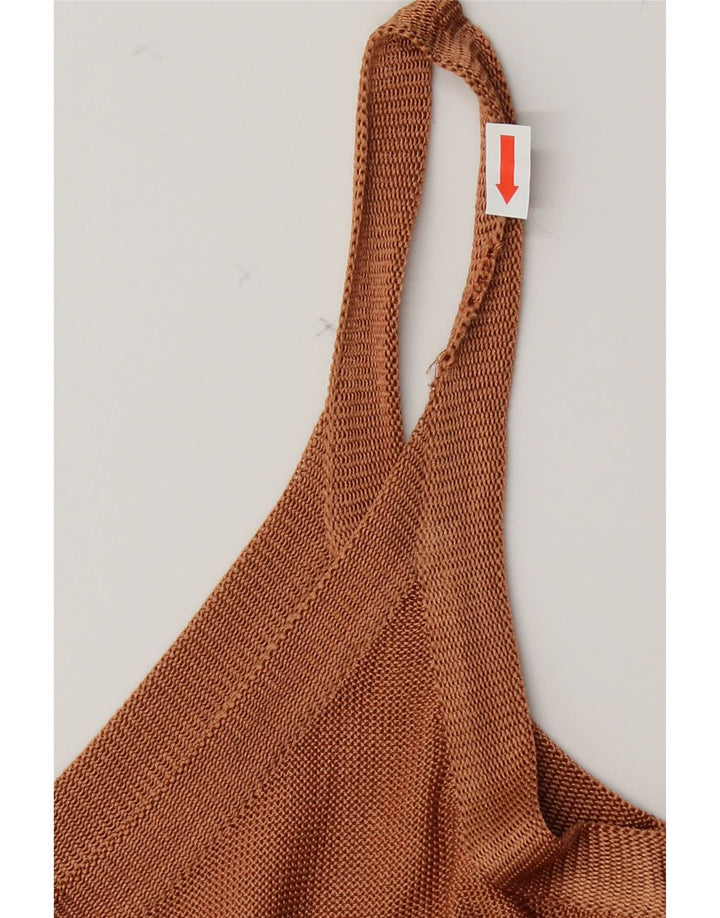 VINTAGE Womens Sleeveless See Through Top IT 40 Small Brown Viscose Vintage Vintage and Second-Hand Vintage from Messina Hembry 