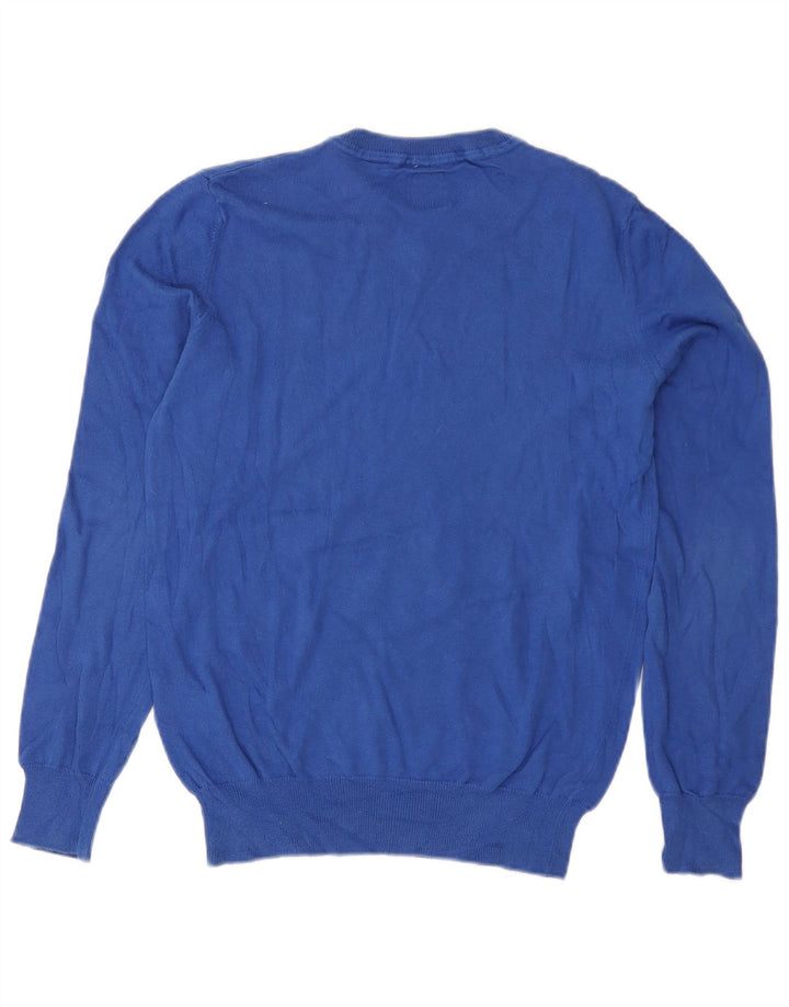 Murphy & Nye Herren-Pullover mit normaler Passform, V-Ausschnitt, mittelblaue Baumwolle