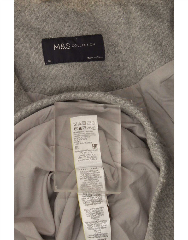 Marks & Spencer Damen Zweireihermantel UK 22 3XL Graues Polyester