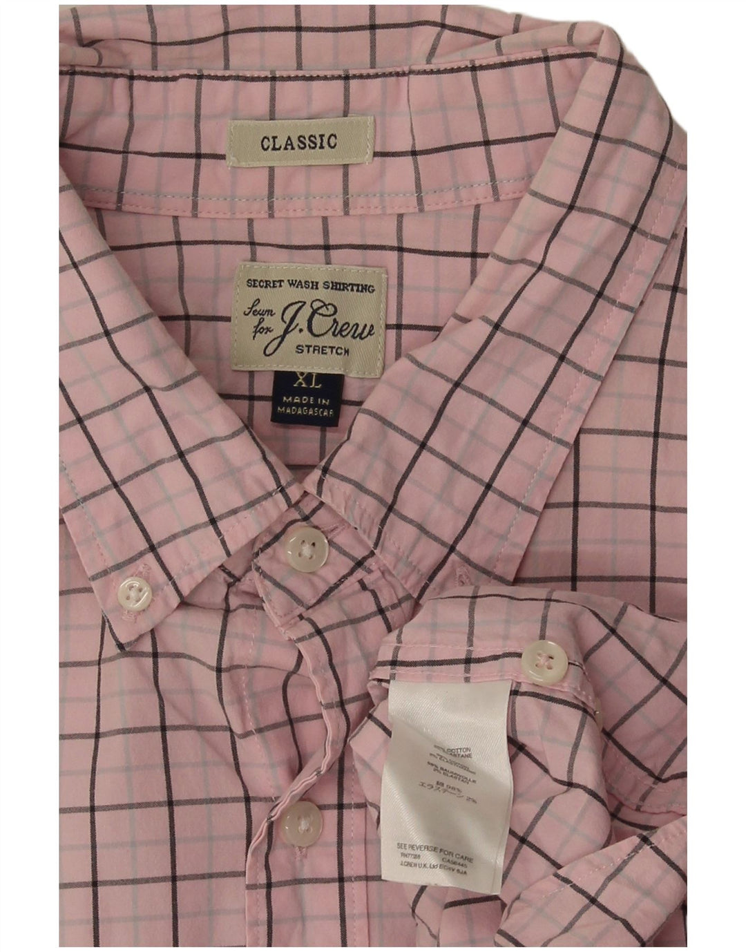 J. Crew Herren-Hemd mit klassischer Passform, XL, rosa kariert, Baumwolle
