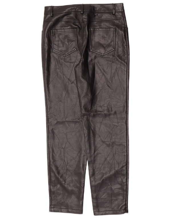 Guess Damen Tapered Kunstlederhose UK 14 Medium W28 L26 Schwarz