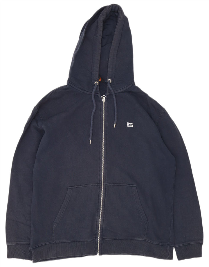 Lee Herren-Kapuzenpullover mit Reißverschluss, groß, marineblaue Baumwolle