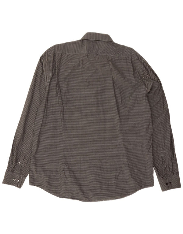 Calvin Klein Herren-Slim-Fit-Hemd, Größe 44, 17 1/2 XL, graue Gingham-Baumwolle