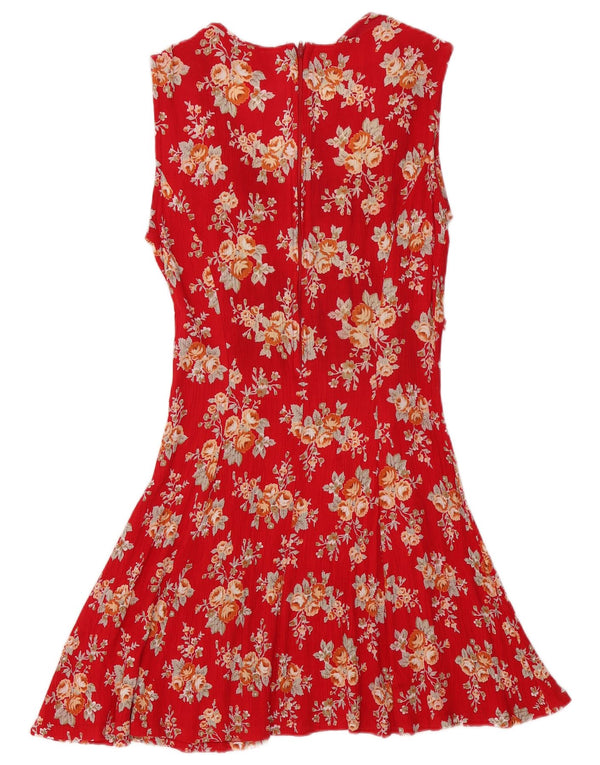 Onyx Damen ärmelloses A-Linien-Kleid UK 12 Mittelrot geblümt