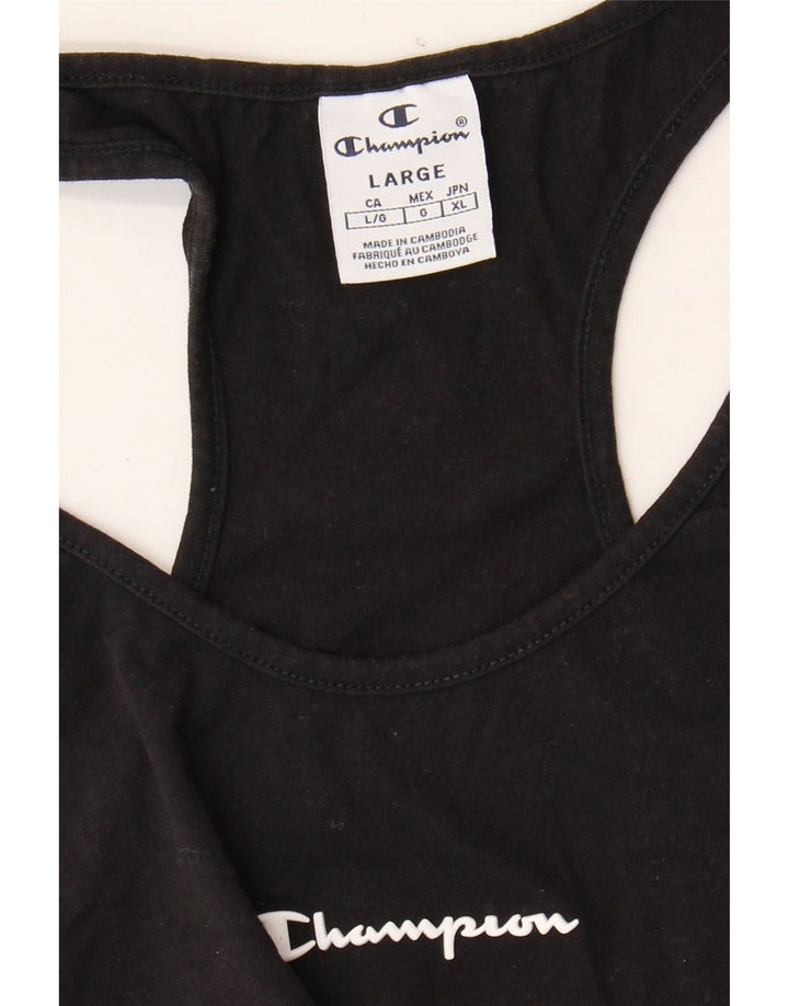 CHAMPION Womens Vest Top UK 14 Large Black Vintage Champion and Second-Hand Champion from Messina Hembry 
