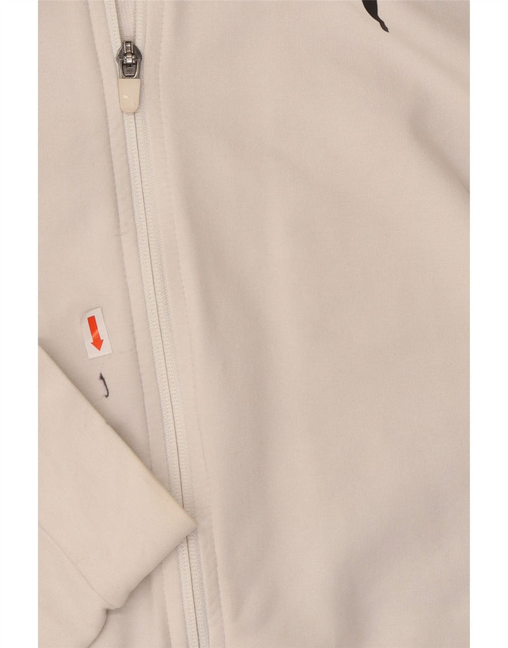 PUMA Damen Graphic Zip Hoodie Pullover UK 10 Small Weiß Farbblock