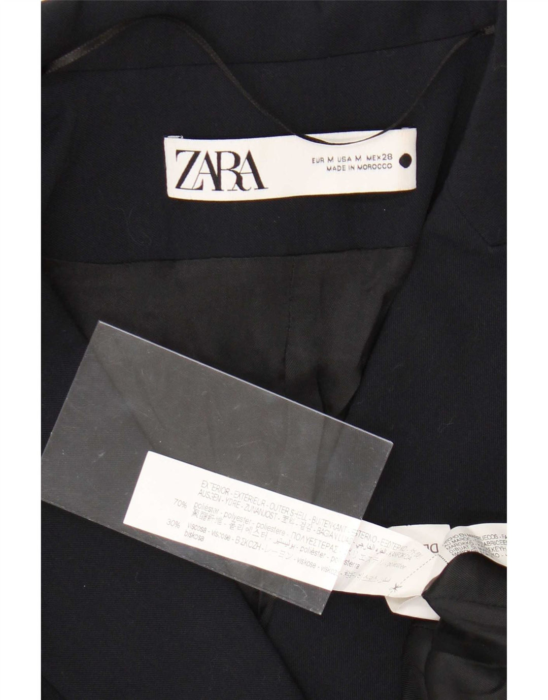 Zara Zweireihiger Damenmantel UK 12 Medium Marineblau Polyester