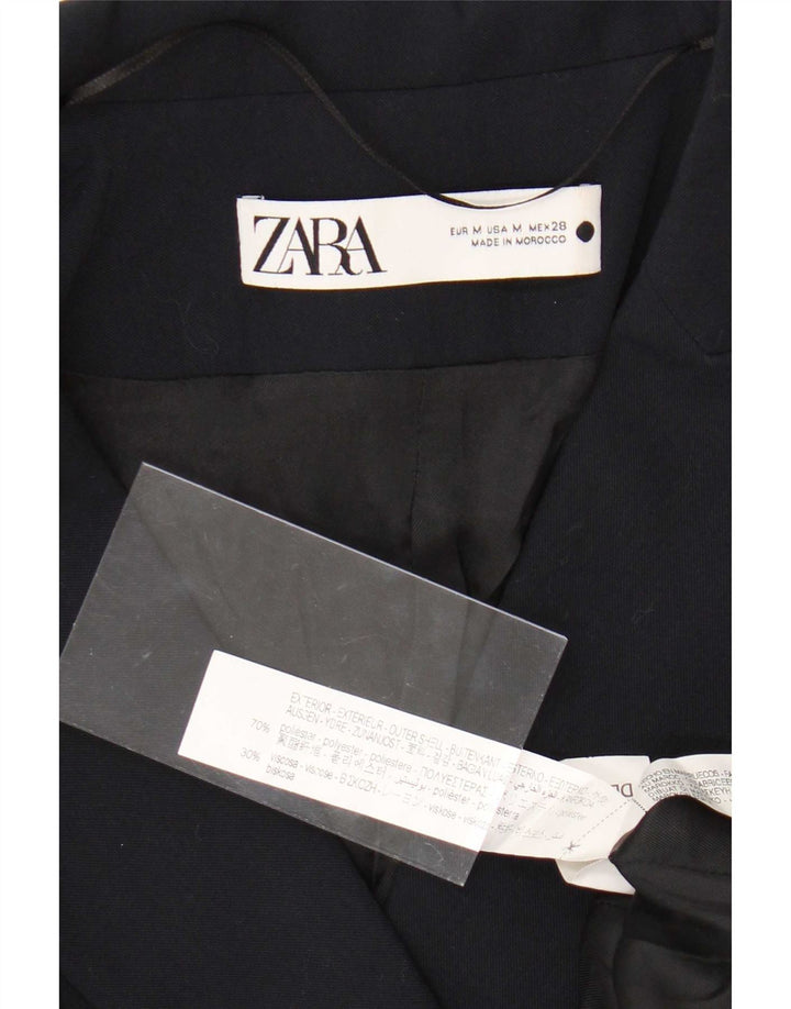 Zara Zweireihiger Damenmantel UK 12 Medium Marineblau Polyester
