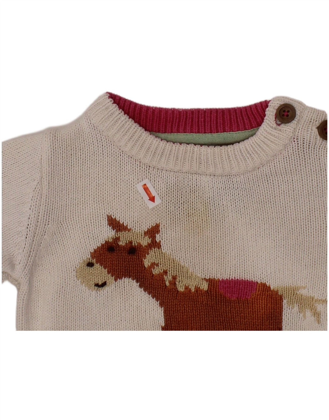 JOULES Baby-Mädchen-Pullover mit U-Boot-Ausschnitt, 12–18 Monate, weißes Tiermuster