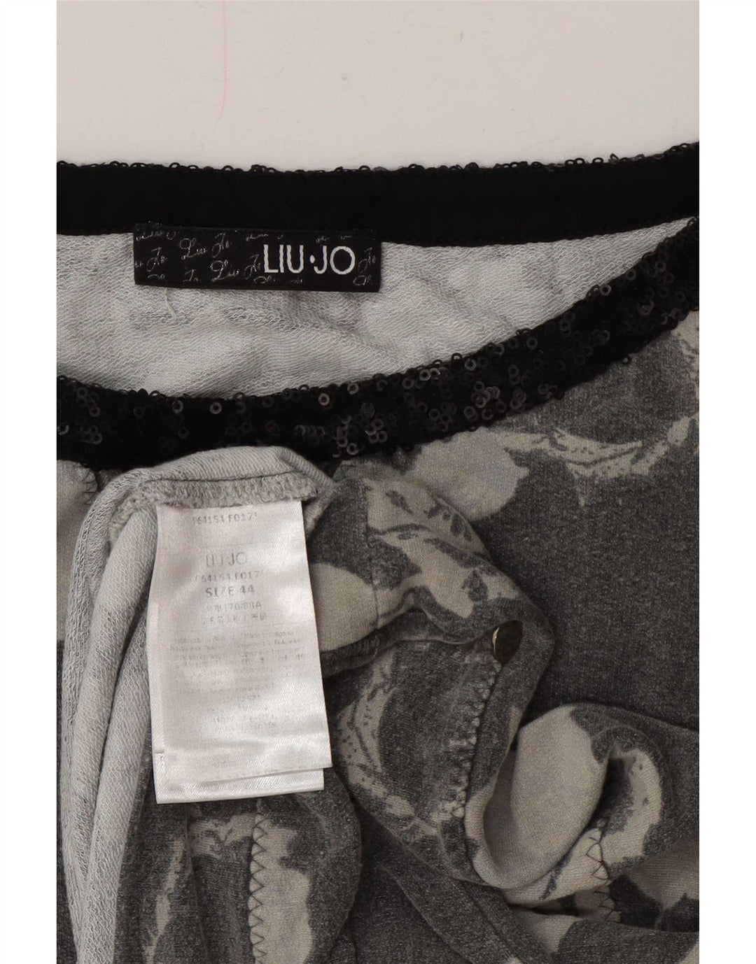 Liu Jo Damen Blusentop IT 44 Mittelgraue Viskose mit Blumenmuster